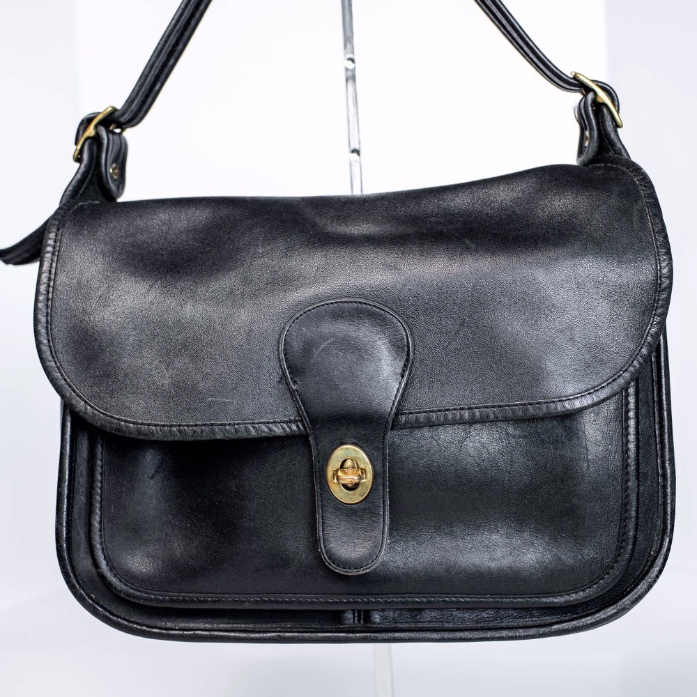 Vintage Coach Black Leather Bag